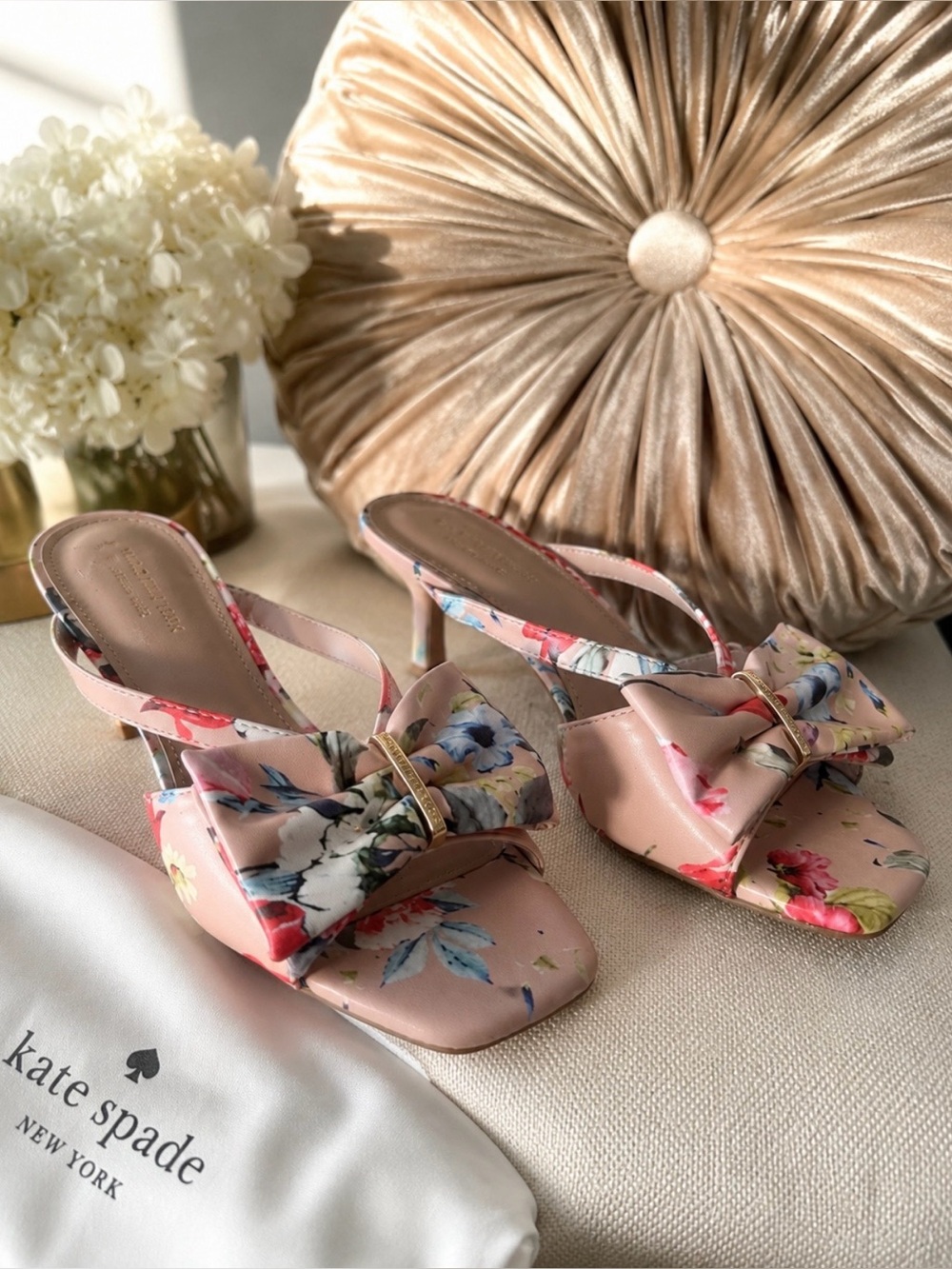 Marc New York Pink Floral Bow Heel Sandals
